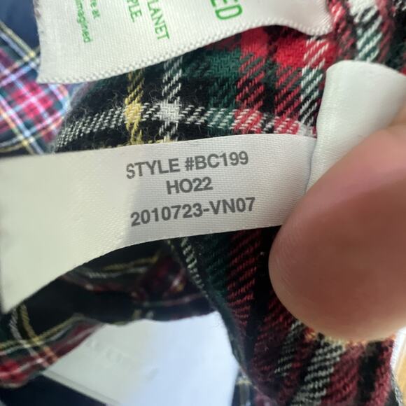 J crew Flannel Pajama Set Mens large Plaid Cotton Black red PJ button up holiday - Picture 15 of 16